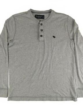 Abercrombie & Fitch Gray Long Sleeve Henley Shirt Size S
